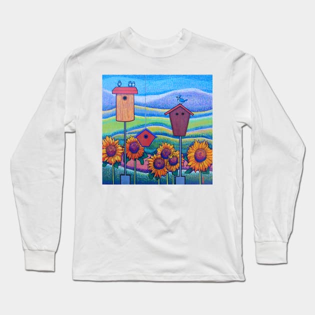 Confetti Landscape with Birds Long Sleeve T-Shirt by NoCoBirds